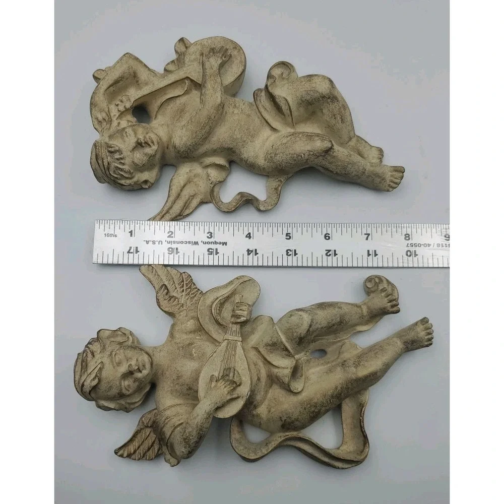 Set‎ Of 3 Cherub Musical Angels Wall Hanging Home Decor